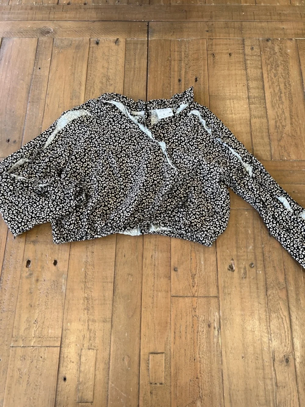 Zara black and tan spotted ruffed skirt and crop top matching set 7-8 years